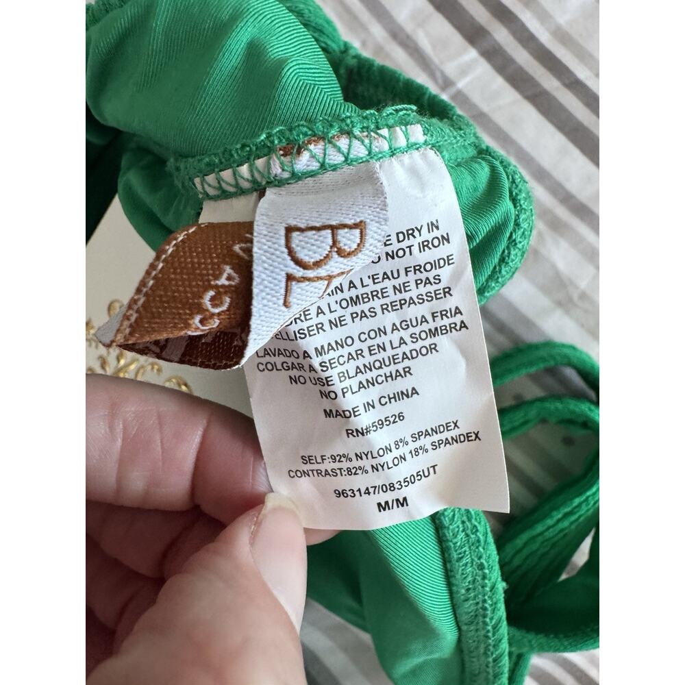 NWT Becca Green Pucker Up Tear Drop Bikini Top Ribbed Swimwear Medium - Picture 6 of 6